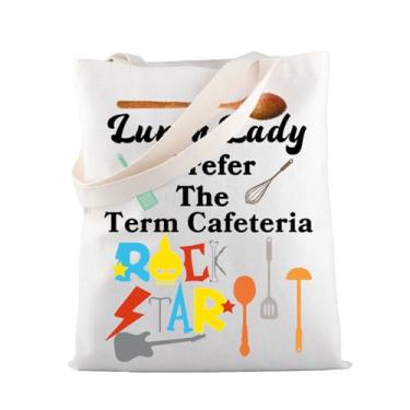 Imagem de MBMSO Almoço engraçado presente senhora almoço senhora I Prefer the Term Cafeteria Rockstar Tote Bag Lunch Lady Life Bag Cafeteria Crew Gift, Cafeteria Rockstar Tb, Medium, Sacola de compras