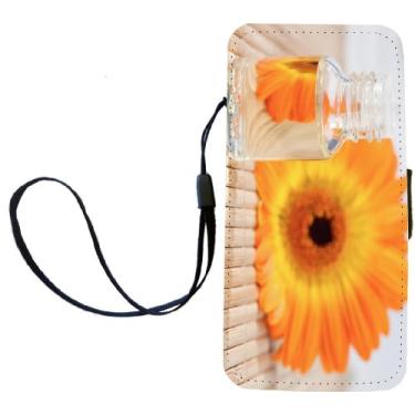 Imagem de Rikki Knight Capa para iPhone com flip de flor de gerbera laranja com aba magnética para iPhone 5/5s - Vidro Phial com flor de gerbera laranja