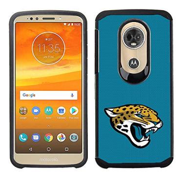 Imagem de Prime Brands Group Capa de celular para Motorola Moto E5 Plus/E5 Supra - NFL licenciada Jacksonville Jaguars - Capa traseira texturizada verde em película preta de TPU