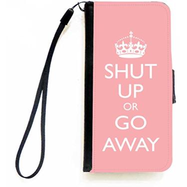 Imagem de Rikki Knight Capa carteira flip Keep Calm and Go Away rosa claro com aba magnética para Apple iPhone 5c