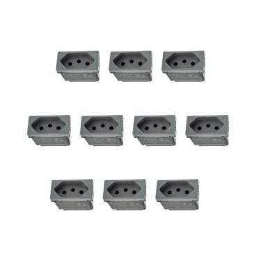 Imagem de Kit 10 Modulos Tomada 10A Cinza Borne 615038CZ+ Pial Plus+ - Legrand