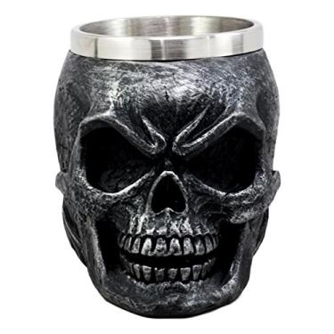 Imagem de Ebros Gift Caneca de café prata escura Ossuary Doomsday Immortal Skull Day Of The Dead Skeleton Head Demon Beer Stein Tankard Copo de bebida 400 ml