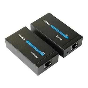 Imagem de Extensor Hdmi 60 Metros Para cabo De Rede Rj45 Cat5/6 2 Fontes NF - Ne