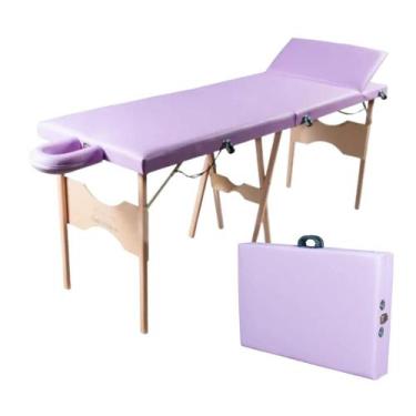 Imagem de Maca Portátil de Madeira com Cabeceira Reclinável e Suporta até 200kg 