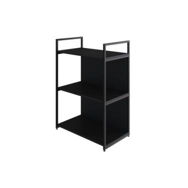 Imagem de Estante C/03 Prateleiras 84x60x33cm C/Fundo Yon - Metalig, Preto TX/Es