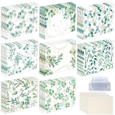 Imagem de Dispowreath 32 pastas de arquivos suspensas de eucalipto verde A4 tamanho carta pasta de arquivo decorativa com abas ajustáveis e inserções folhas, pastas suspensas, organizadores de arquivos para