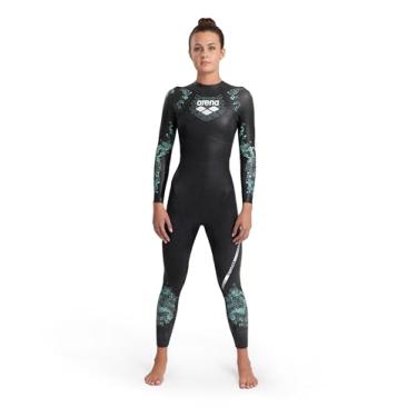 Imagem de ARENA Roupa de mergulho feminina Powerskin Storm Open Water para corrida, mergulho, surfe, triatlo, azul coral preto