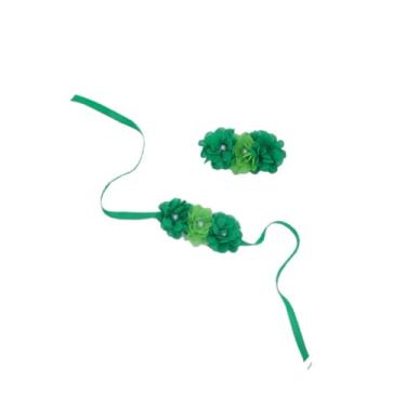 Imagem de BBTDIN Pulseira de flores verdes para o dia de São Patrício com flores verdes JHSP70, One Size, Fita, Sem Pedra Preciosa