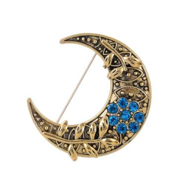 Imagem de The Bronze Moon Brooch Your Accessorize Your Suit Trench Coat, normal, Metal, Pedra preciosa na