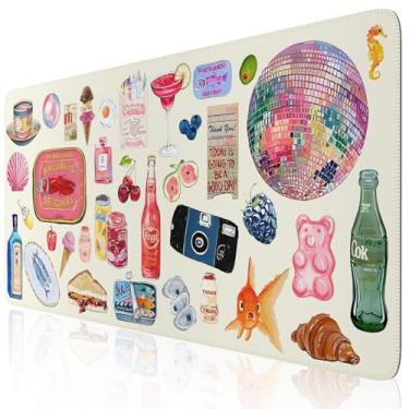 Imagem de iCasso Tapete de mesa de escritório para teclado e mouse, mouse pad grande, tapete de mesa, tapete antiderrapante grande com bordas costuradas para protetor de capa de mesa de computador (adesivos de