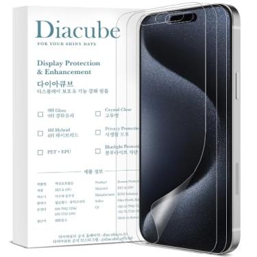Imagem de Diacube Pacote com 3 protetores de tela fosco antirreflexo para iPhone 15 Pro, filme PET EPU resistente a quebras, anti-impressão digital, toque sedoso, livre de poeira e fácil instalação com gabarito