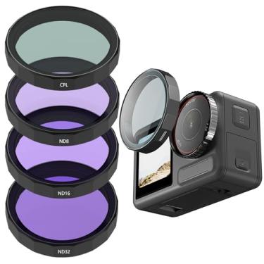 Imagem de Conjunto de filtros Osmo Action 5 Pro ND, pacote com 4 CPL ND8 ND16 ND32, filtro polarizador de densidade neutra HD/capa protetora de lente multi-revestida para acessórios DJI Action 5/4/3