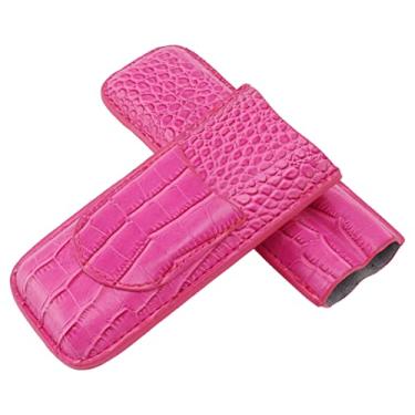 Imagem de Suporte para caixa de charuto GRCFUMO, umidor de charuto de viagem com design vintage, umidor de charuto vintage portátil de couro macio para amantes de charutos (Roze)