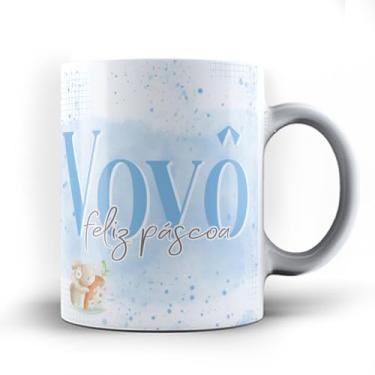 Imagem de Caneca xicara porcelana Avô Vovô Feliz Páscoa 25 (Branca)