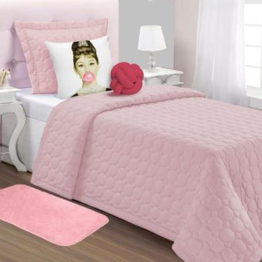 Imagem de Kit Cobre Leito Solteiro Dupla Face Splash Rosé e Cinza Casaborda 5 Pe