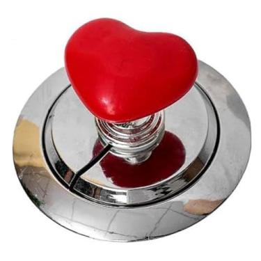 Imagem de Botão de Pressão Descarga Formato Coração para Mulher Elegante Unhas Grandes Pintadas e Mão Infantil Adaptação ao Vaso Sanitário (Vermelho)