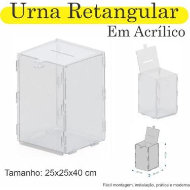Imagem de Urna ACRILICO Sorteio Caixa Sugestão RETANGULAR 40 X 25 CM - INDÚSTRIA