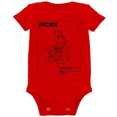 Imagem de Body Bebê Arcade Fliperama Projeto - Foca na Moda, Vermelho, P