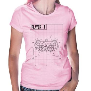 Imagem de Baby Look Player 1 Controle Joystick - Foca na Moda, Rosa bebê, P