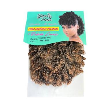 Imagem de Cabelo Aplique Afro Puf Com Franja Cacheado Curto Fibra Orgânica  - Ya
