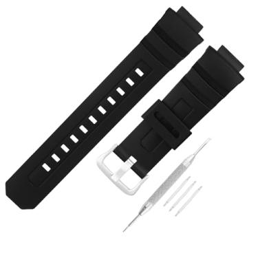 Imagem de JETHENG Pulseira masculina de resina compatível com Casio G Shock 10273059 16 mm para trabalho ao ar livre, à prova d'água, pulseira de relógio com fivela, preta