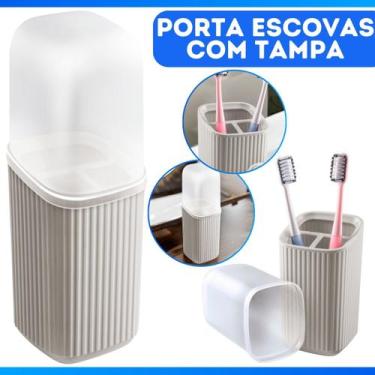 Imagem de Porta Pasta De Dente E Escovas Organizador Com Tampa Moderno - Usual U