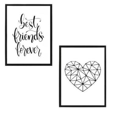 Imagem de Quadros Best Friends Forever Moldura Branca 24X18Cm 2 Peças - Quadros 