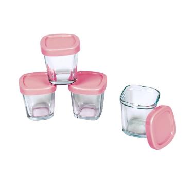 Imagem de Kit 4 Potes Vidro Para Leite Materno Rosa Clingo