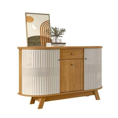 Imagem de Aparador Buffet Monza 3 Portas 1 Gavetas Cinamomo E Off White - Madetec