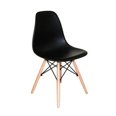Imagem de Cadeira Charles Eames Eiffel Preta Base Madeira Sala Cozinha Jantar