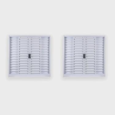 Imagem de Kit com 2 Janelas de Aço Veneziana de Correr 100x100cm 4 Folhas com Grade Minas Sul mgm Branco