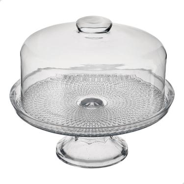 Imagem de Queijeira De Vidro Com Pé Vitazza Boleira Redonda 22Cm Tampa