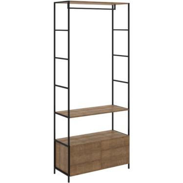Imagem de Estante Closet Industrial Steel Quadra Artesano 90 Cm (largura) Mdp Vermont Aço Preto 2 Gavetas