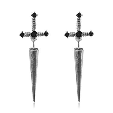 Imagem de TIANHONGYAN Brincos de espada gótica com espada e punhal, exclusivos, descolados, cruz, hip hop, punk, punhal, para mulheres, meninas, homens, joias presentes, Metal