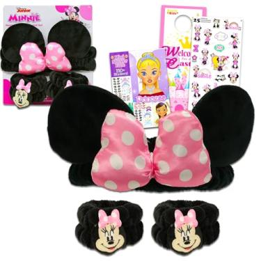 Imagem de Conjunto de acessórios de cabelo Minnie Mouse para meninas – Conjunto com faixa de cabeça e pulseira, adesivos e muito mais | Acessórios de cabelo Disney para mulheres
