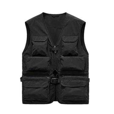 Imagem de Colete De Pesca Respirável Sem Mangas Masculino Com Vários Bolsos, Jaqueta Caça E Tiro Fotográfico À Prova De Vento Para Lazer, Para Escalada, Aventura Ao Ar Livre, Viagens(Black,4X-Large)
