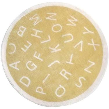 Imagem de Tapete Redondo Alfabeto/letra Quarto Infantil Bebê 1,40m(verde) (Amarelo)
