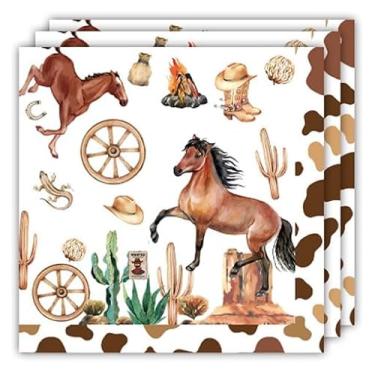 Imagem de Nenluny Guardanapo de papel caubói ocidental vintage velho oeste rodeio guardanapos de papel sobremesa jantar guardanapo de mão para aniversário chá de bebê lembrancinhas de festa ocidental
