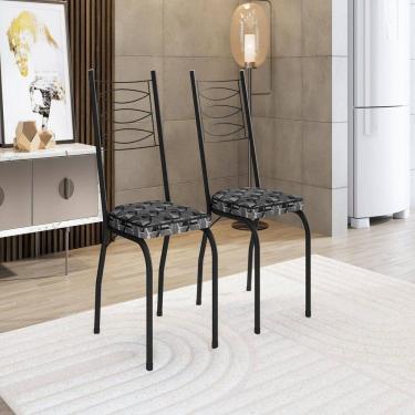 Imagem de Kit com Duas Cadeiras de Cozinha 262 Preto/ Mosaico Silver
