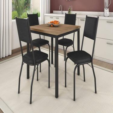 Imagem de Conjunto com 1 Mesa 78x90x90cm e 4 Cadeiras 90x34x43cm Preto/ Demolição