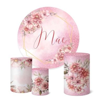 Imagem de Trio Capas Cilindro + Painel Redondo Sublimado 1,50m Dia Das Mães (K1MAE014)