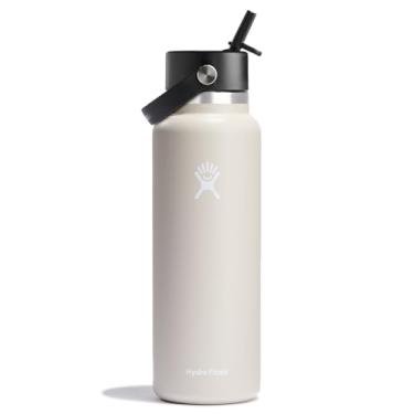 Imagem de Hydro Flask Garrafa com tampa de canudo flexível de 1,134 g - aço inoxidável isolado - tampa larga com palha, não derrama, à prova de vazamento em aveia
