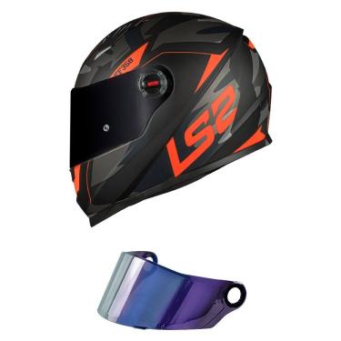 Imagem de Capacete LS2 FF358 Tank Preto Cinza e Laranja Mais Viseira Camaleão