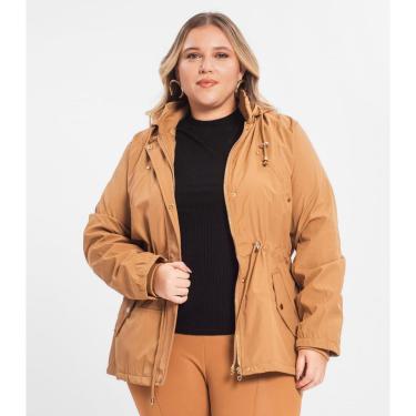 Imagem de Parka Feminina Plus Size Peluciada Sea Surf Marrom-Feminino