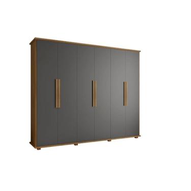 Imagem de Guarda-Roupa Casal 6 Portas 4 Gavetas Canadá Cinamomo/Grafite - RV Móveis