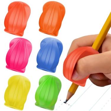 Imagem de The Pencil Grip Pegas de lápis, The Crossover Grip, auxílio de escrita ergonômico para destros e canhotos, pinças de lápis coloridas, cores neon sortidas, 6 unidades - (TPG-18006)