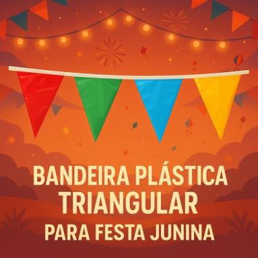 Imagem de Bandeirinha Plástica Triangular grande Festa Junina 10 Metros - real  