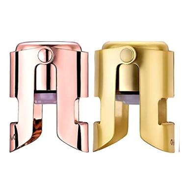 Imagem de OWO – Rolha de champanhe, selador de garrafa de aço inoxidável para vinho brilhante, proteção superior à prova de vazamento de bolhas, sem borda afiada, sem derramamento, proteção de Fizz, aprovado no teste de pressão, 2 pack Rose & Gold