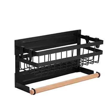 Imagem de Prateleira Magnética para Geladeira, Prateleira de Geladeira Magnética, Rack de Aromáticos para Geladeira Com Gancho de Papel Toalheiro Aromático à Prova de Ferrugem Rack de