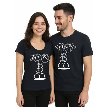Imagem de Kit Camisetas Casal Namorados Amarradinhos Com Sacolinha de Presente